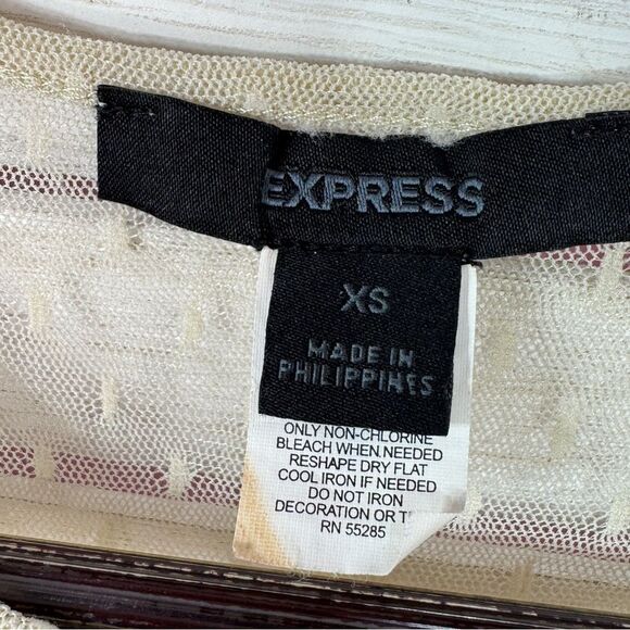 Vintage Express Sheer Lace Mesh Ruffle Coquette Top Blouse Ivory XS Y2K Western - Picture 9 of 12